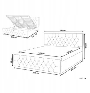 Beliani Łóżko z pojemnikiem welurowe 160 x 200 cm szare AMIENS! 2