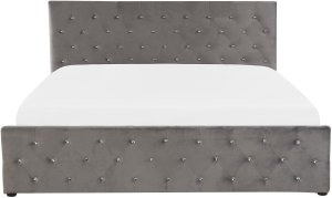 Beliani Łóżko z pojemnikiem welurowe 160 x 200 cm szare AMIENS! 5