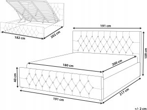 Beliani Łóżko z pojemnikiem welurowe 180 x 200 cm szare AMIENS! 2