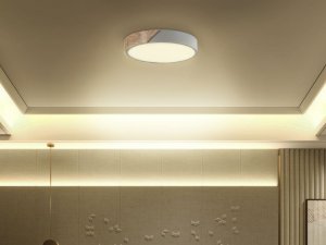 Lampa sufitowa Beliani Lampa sufitowa LED metalowa szara z jasnym drewnem PATTANI! 2