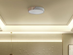 Lampa sufitowa Beliani Lampa sufitowa LED metalowa szara z jasnym drewnem PATTANI! 3