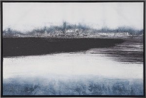 Beliani Lumarko Obraz na płótnie w ramie krajobraz 93 x 63 cm niebiesko-czarny AZEGLIO! 1