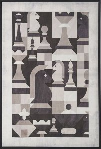 Beliani Lumarko Obraz na płótnie w ramie szachy 63 x 93 cm szary BANDO! 1