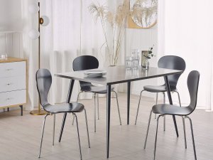 Beliani Stół do jadalni 120 x 80 cm efekt betonu z czarnym SANTIAGO! 8