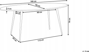 Beliani Stół do jadalni owalny 180 x 90 cm ciemne drewno z czarnym OTTAWA! 3