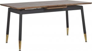 Beliani Stół do jadalni rozkładany 160/200 x 90 cm ciemne drewno z czarnym CALIFORNIA! 4