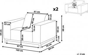 Beliani Zestaw 2 foteli ogrodowych szary z białym ROVIGO! 10
