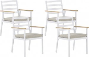 Beliani Lumarko Zestaw 4 krzeseł ogrodowych biały z poduszkami beżowymi CAVOLI! 1