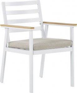 Beliani Zestaw 4 krzeseł ogrodowych biały z poduszkami beżowymi CAVOLI! 4