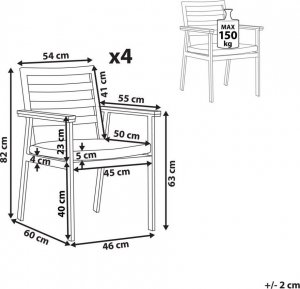 Beliani Zestaw 4 krzeseł ogrodowych biały z poduszkami beżowymi CAVOLI! 10