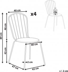 Beliani Zestaw 4 krzeseł ogrodowych metalowy jasnoniebieski CALVI! 10