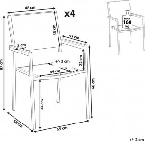 Beliani Zestaw 4 krzeseł ogrodowych szary GROSSETO! 7