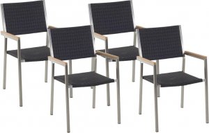 Beliani Lumarko Zestaw 4 krzeseł ogrodowych z technorattanu czarny GROSSETO! 1