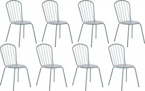 Beliani Lumarko Zestaw 8 krzeseł ogrodowych metalowy jasnoniebieski CALVI! 1