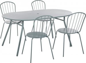 Beliani Lumarko Zestaw ogrodowy metalowy stół i 4 krzesła jasnoniebieski CALVI! 1