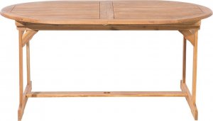 Beliani Zestaw ogrodowy drewniany stół i 8 krzeseł z poduszkami niebiesko-beżowymi MAUI! 4