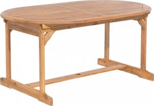 Beliani Zestaw ogrodowy drewniany stół i 8 krzeseł z poduszkami niebiesko-beżowymi MAUI! 5