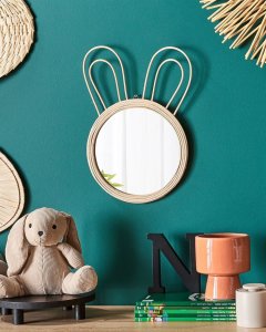 Beliani Rattanowe lustro ścienne królik ø 28 cm GOLONG! 2