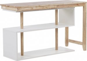 Biurko Beliani Lumarko Rozkładane biurko z regałem 120 x 45 cm jasne drewno i biały CHANDLER! 1