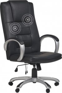 Krzesło biurowe Beliani Lumarko Fotel biurowy regulowany z funkcją masażu ekoskóra czarny GRANDEUR II! 1