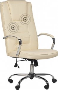 Krzesło biurowe Beliani Lumarko Fotel biurowy regulowany z funkcją masażu ekoskóra beżowy GRANDEUR! 1