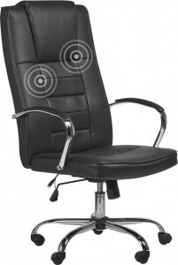Krzesło biurowe Beliani Lumarko Fotel biurowy regulowany z funkcją masażu ekoskóra czarny GRANDEUR! 1