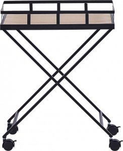 Beliani Metalowy wózek kuchenny jasne drewno z czarnym LEOTI! 3