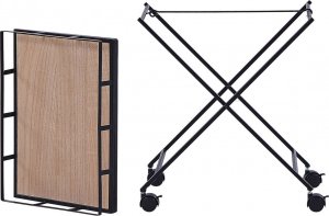 Beliani Metalowy wózek kuchenny jasne drewno z czarnym LEOTI! 5