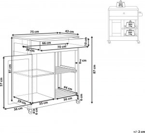 Beliani Wózek kuchenny z szufladą szary TRAPANI! 7