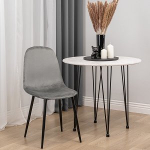 Szchara KRZESŁO TAPICEROWANE SZARE WELUROWE NOWOCZESNE 10