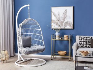 Beliani Fotel wiszący ze stojakiem biały ALLERA! 2