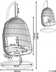 Beliani Fotel wiszący ze stojakiem biały ALLERA! 9