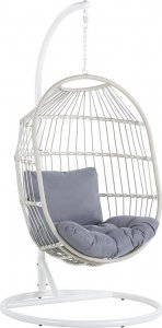 Beliani Fotel wiszący ze stojakiem z technorattanu biały ALBA! 2