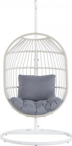 Beliani Fotel wiszący ze stojakiem z technorattanu biały ALBA! 3