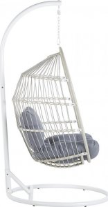 Beliani Fotel wiszący ze stojakiem z technorattanu biały ALBA! 4