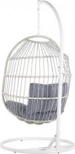 Beliani Fotel wiszący ze stojakiem z technorattanu biały ALBA! 5