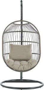 Beliani Fotel wiszący ze stojakiem z technorattanu czarny ALBA! 3