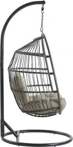 Beliani Fotel wiszący ze stojakiem z technorattanu czarny ALBA! 4