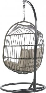 Beliani Fotel wiszący ze stojakiem z technorattanu czarny ALBA! 5