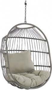 Beliani Fotel wiszący ze stojakiem z technorattanu czarny ALBA! 6