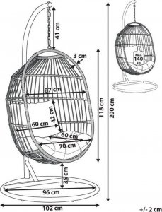 Beliani Fotel wiszący ze stojakiem z technorattanu czarny ALBA! 10