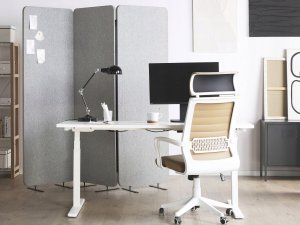 Beliani 3-panelowa akustyczna ścianka działowa 184 x 184 cm jasnoszara STANDI! 2