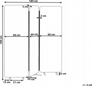 Beliani 3-panelowa akustyczna ścianka działowa 184 x 184 cm jasnoszara STANDI! 3