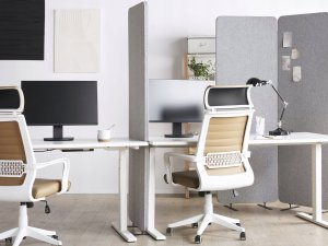 Beliani 3-panelowa akustyczna ścianka działowa 184 x 184 cm jasnoszara STANDI! 4