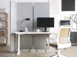 Beliani 3-panelowa akustyczna ścianka działowa 184 x 184 cm jasnoszara STANDI! 5