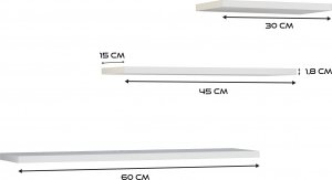 Topeshop Komplet 3 X Półka Wisząca Tobi 3p Biel! 4