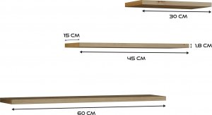 Topeshop Komplet 3 X Półka Wisząca Tobi 3p Dąb Artisan! 4