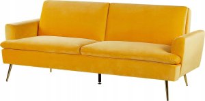 Beliani Sofa rozkładana welurowa żółta VETTRE! 3
