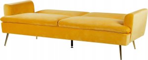Beliani Sofa rozkładana welurowa żółta VETTRE! 4