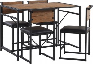 Beliani Zestaw do jadalni stół i 4 krzesła ciemne drewno z czarnym BURTON! 3